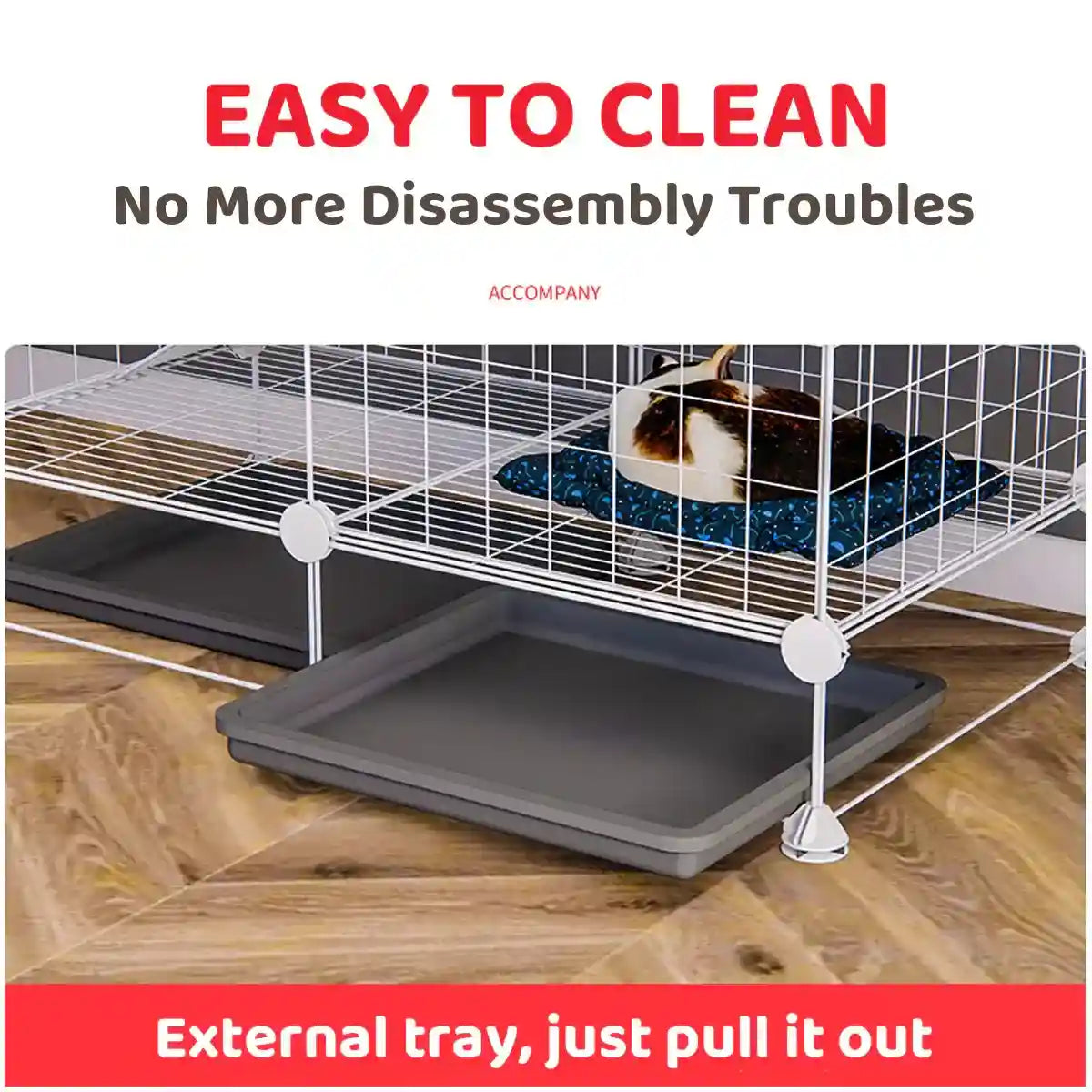 Small Pet Double Villa Cage Two-Tier Metal Habitat for Rabbits