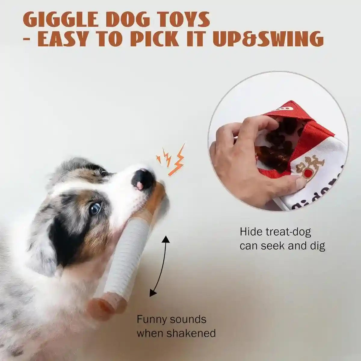 Interactive Dog Toy Set Giggle Sound Toys with Treat Pouch