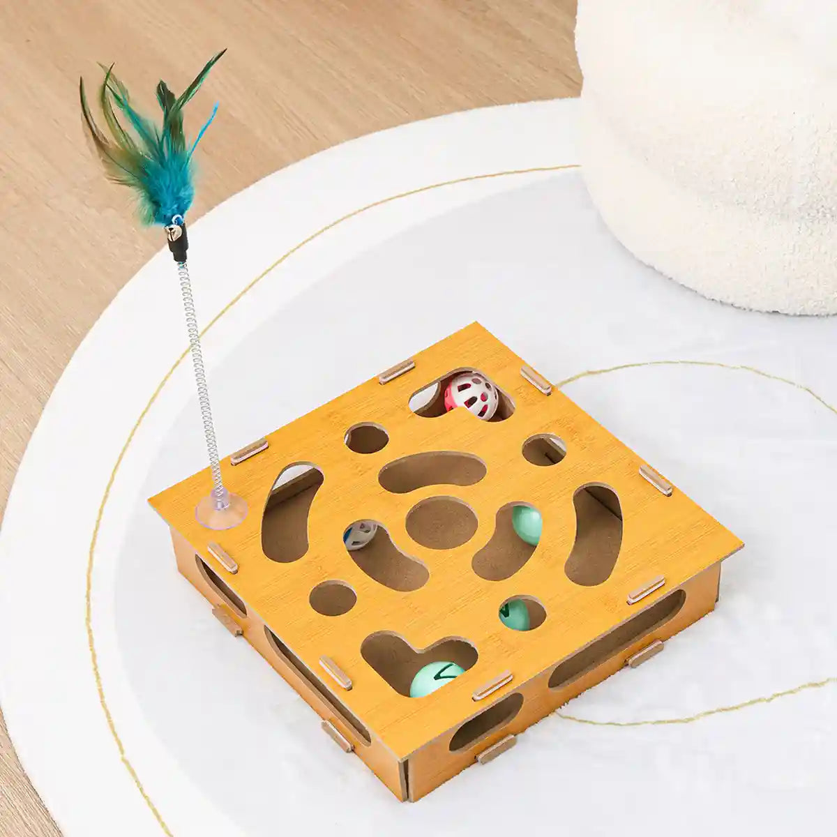 Interactive Maze Cat Toy With Balls And Feather Stick