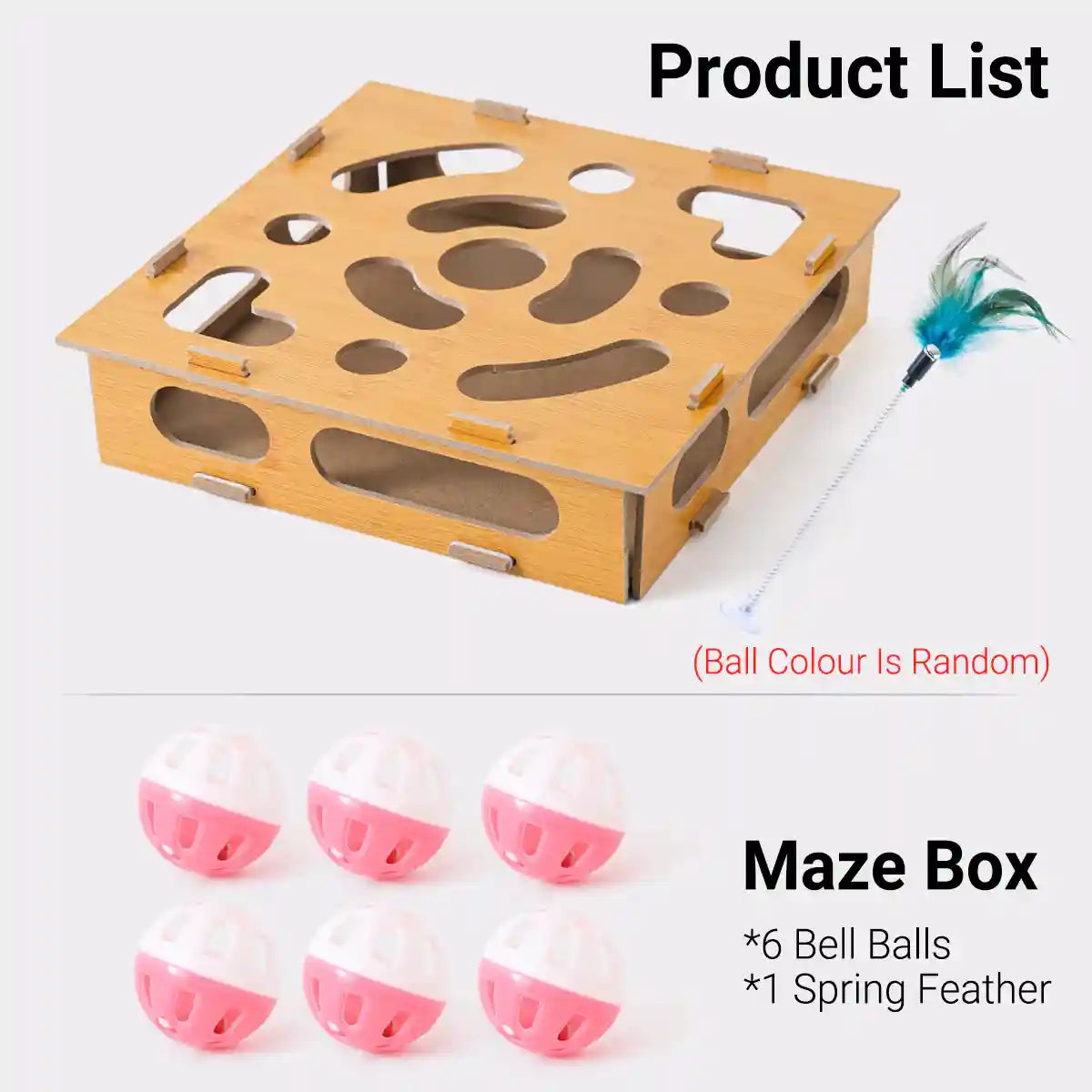 Interactive Maze Cat Toy With Balls And Feather Stick