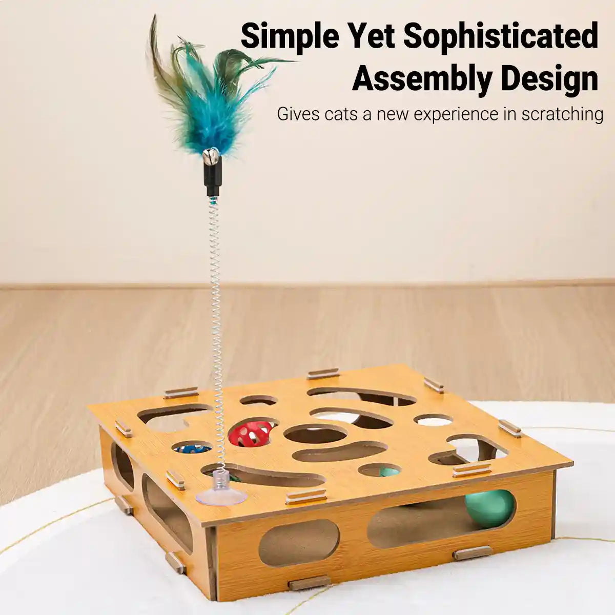 Interactive Maze Cat Toy With Balls And Feather Stick
