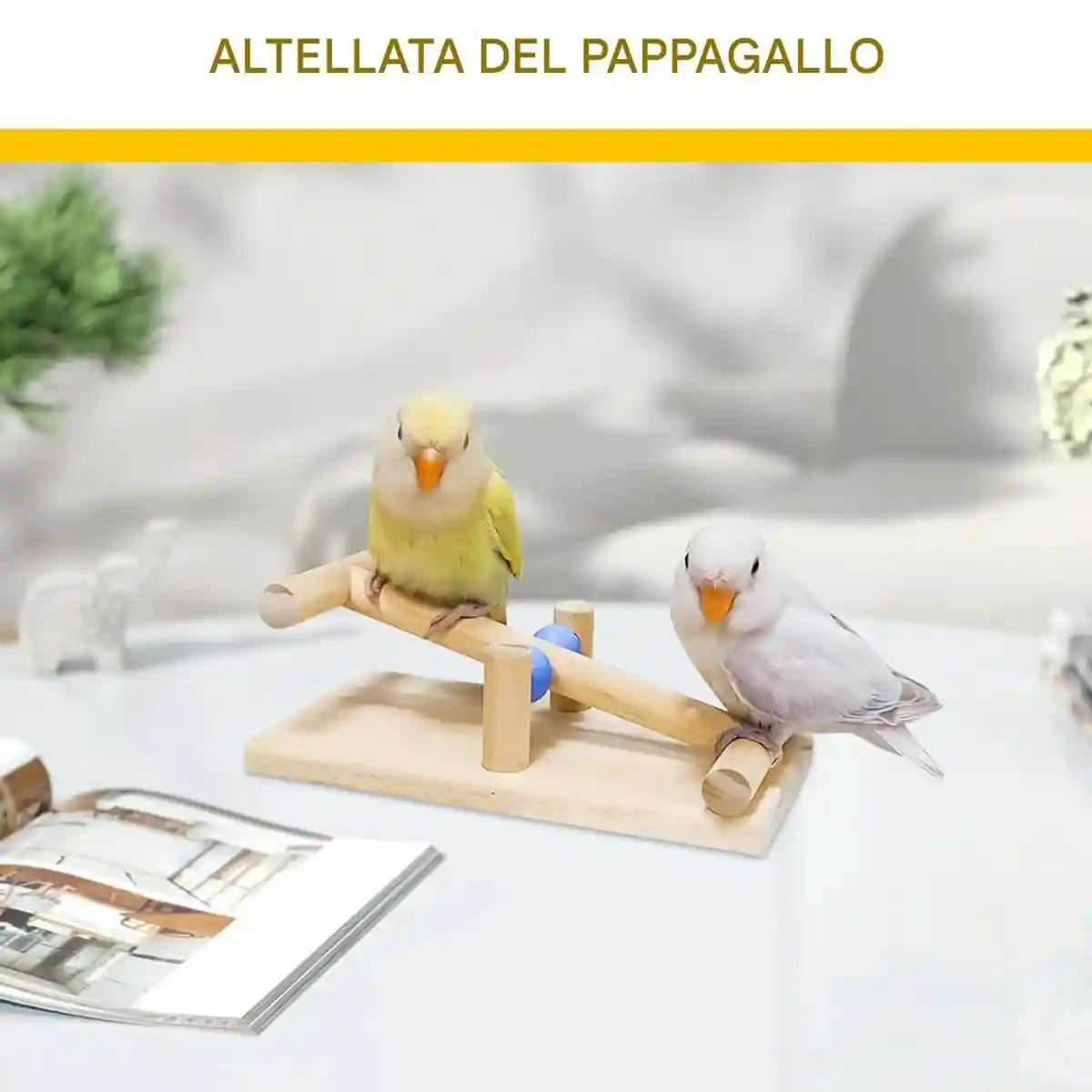 Parrot Interactive Seesaw Toy Wooden Bird Claw Grinding Toy