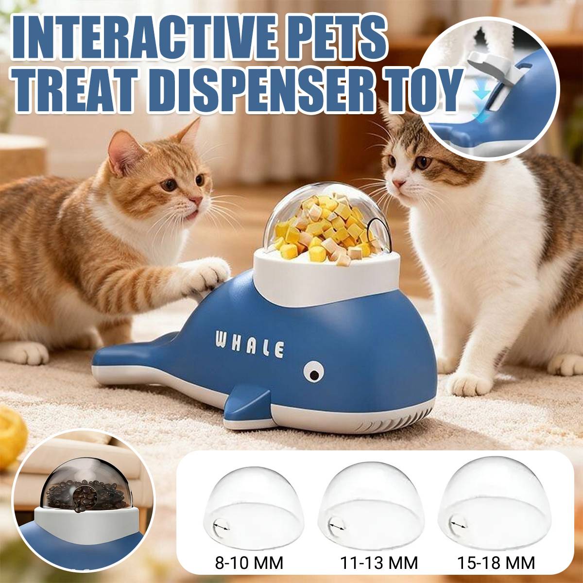 Pet Treat Dispenser Toy Interactive Whale Puzzle Toy