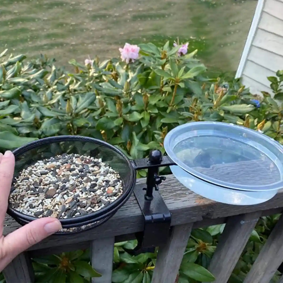 Carbon Steel Bird Feeder and Bath Stand Adjustable Clamp-On Outdoor Station