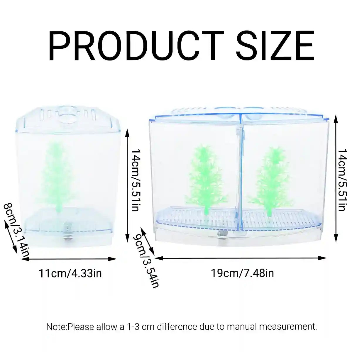 Dual Compartment Acrylic Betta Fish Tank Desktop Aquarium Display