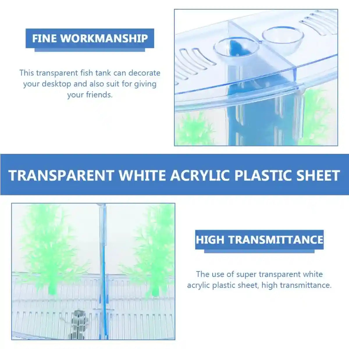 Dual Compartment Acrylic Betta Fish Tank Desktop Aquarium Display