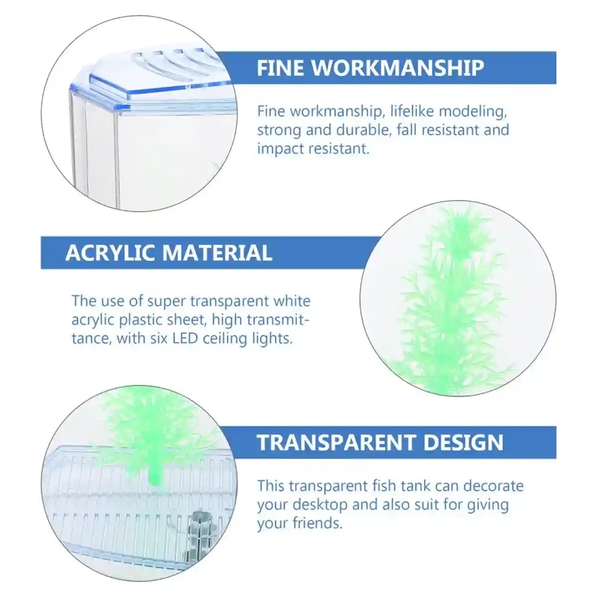 Dual Compartment Acrylic Betta Fish Tank Desktop Aquarium Display