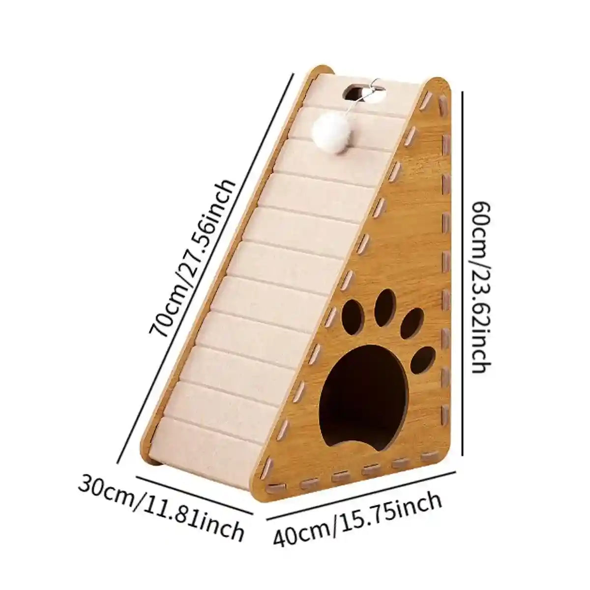 L-Shaped Cat Scratching Board with Nest and Plush Toy