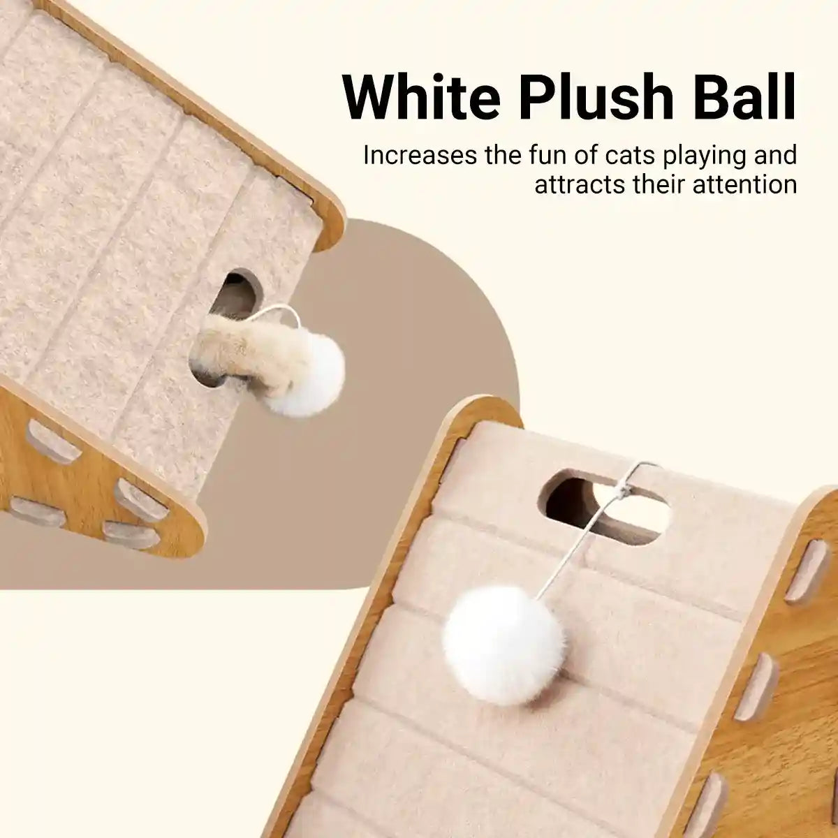 L-Shaped Cat Scratching Board with Nest and Plush Toy