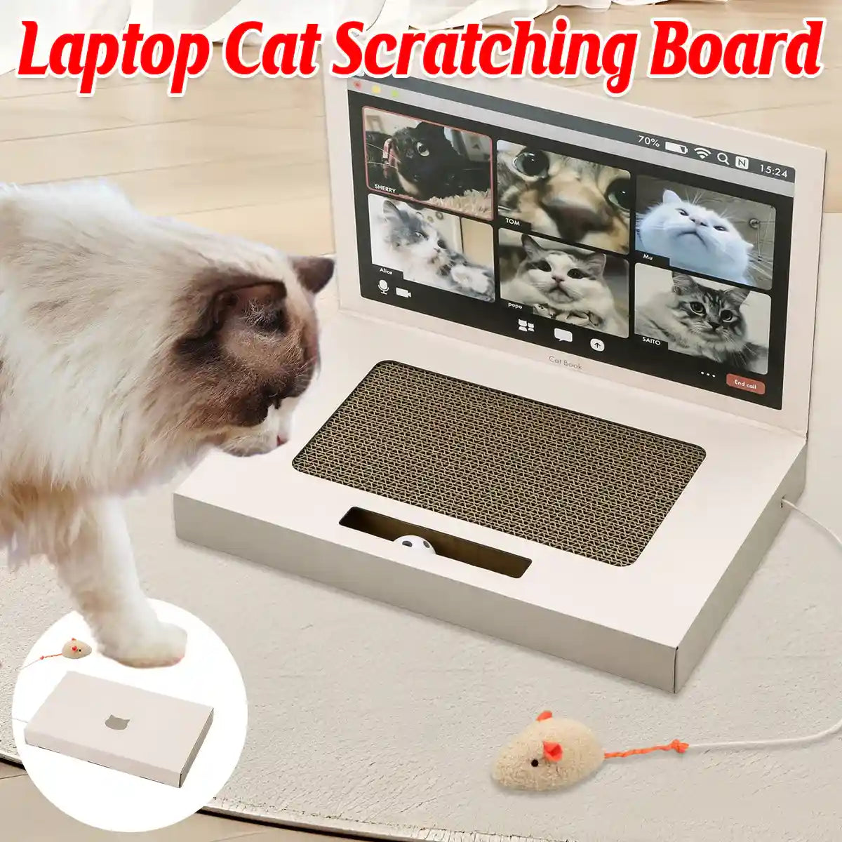 Laptop-Inspired Cat Scratching Board – Durable & Interactive Design