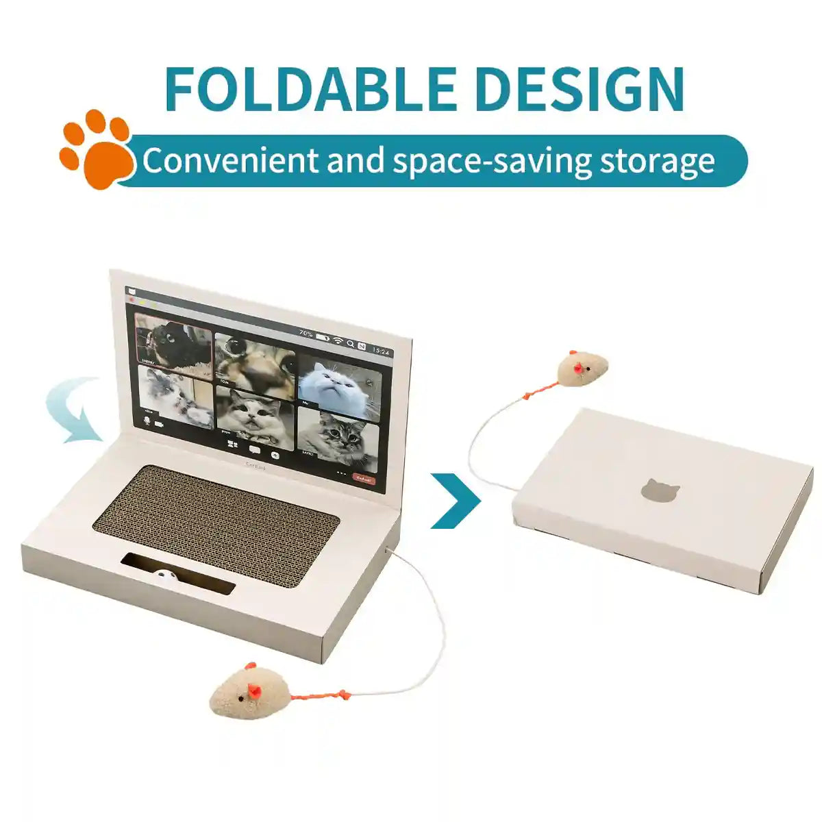 Laptop-Inspired Cat Scratching Board – Durable & Interactive Design