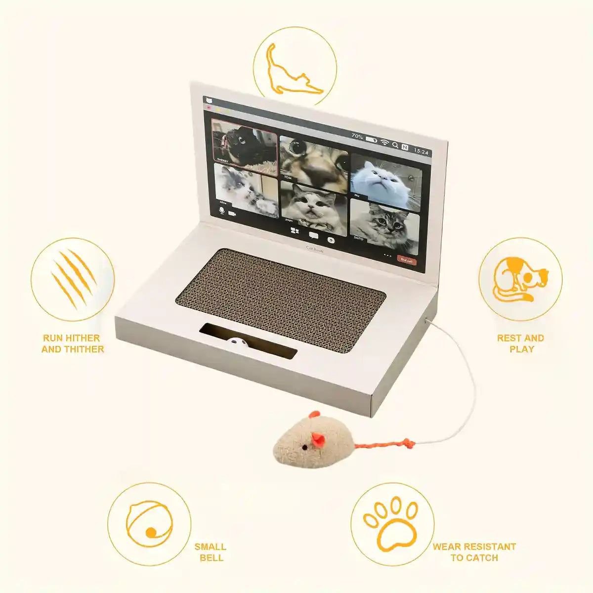Laptop-Inspired Cat Scratching Board – Durable & Interactive Design
