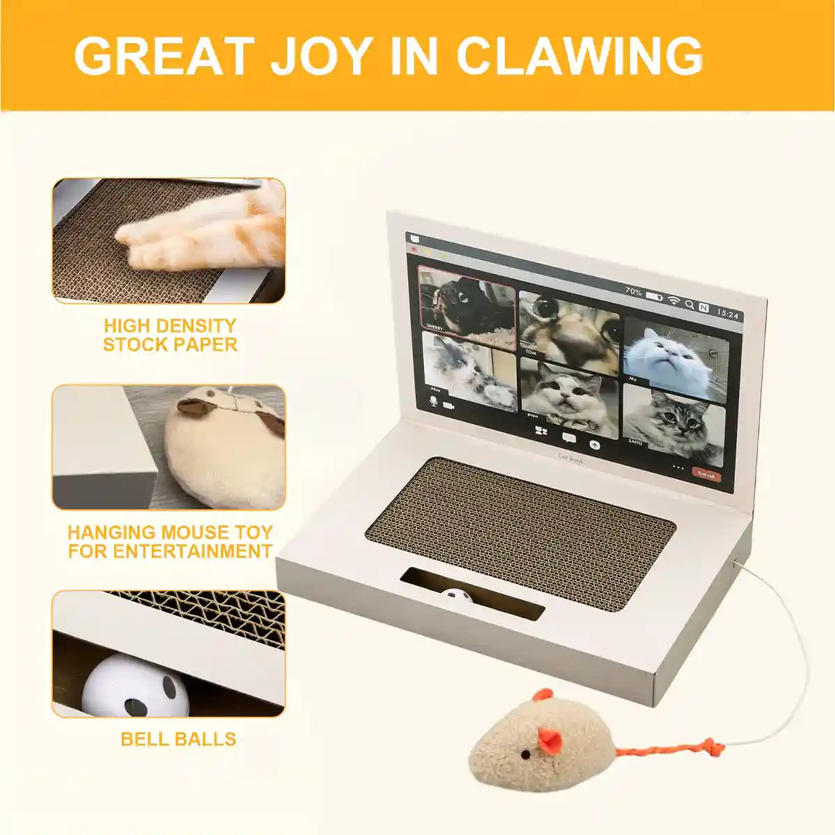 Laptop-Inspired Cat Scratching Board – Durable & Interactive Design