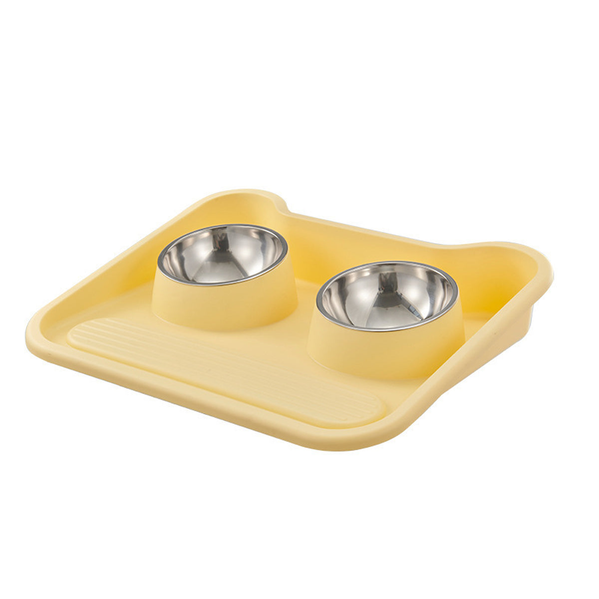 Leak-Proof Pet Food Bowl With Double Stainless Steel Bowls