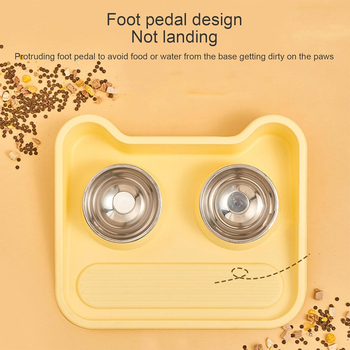Leak-Proof Pet Food Bowl With Double Stainless Steel Bowls