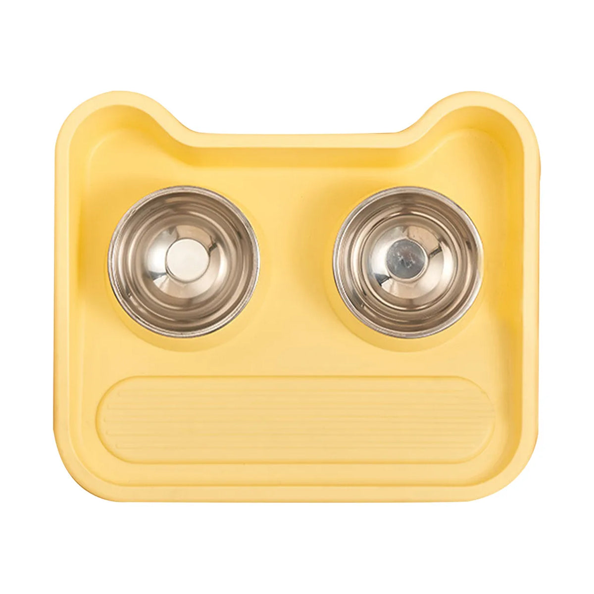 Leak-Proof Pet Food Bowl With Double Stainless Steel Bowls