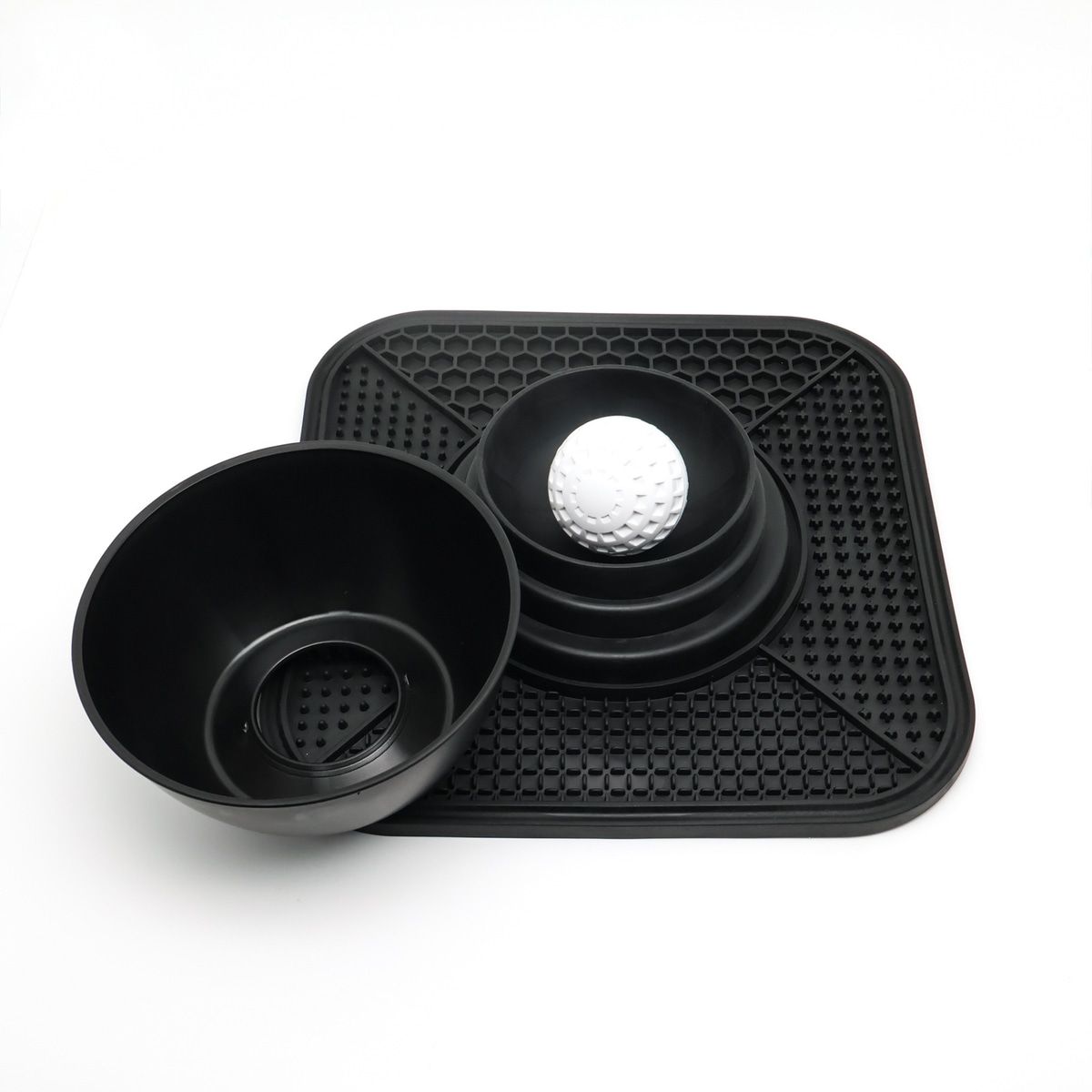 Black Dog Lick Bowl with Non Slip Silicone Mat