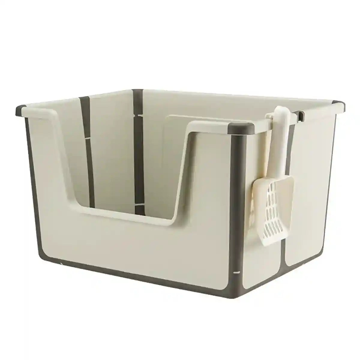 Foldable Cat Litter Box Open-Top Large Space with Scoop