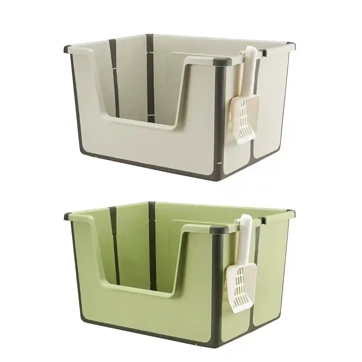 Foldable Cat Litter Box Open-Top Large Space with Scoop