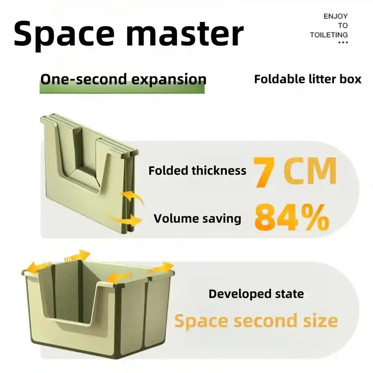 Foldable Cat Litter Box Open-Top Large Space with Scoop