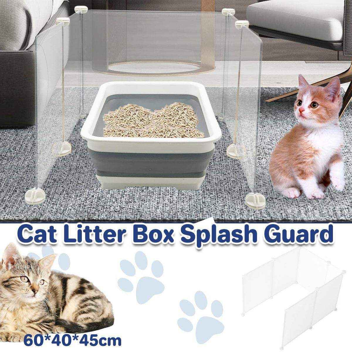 Splash Proof Cat Litter Box Enclosure Transparent & Easy-to-Clean Panels