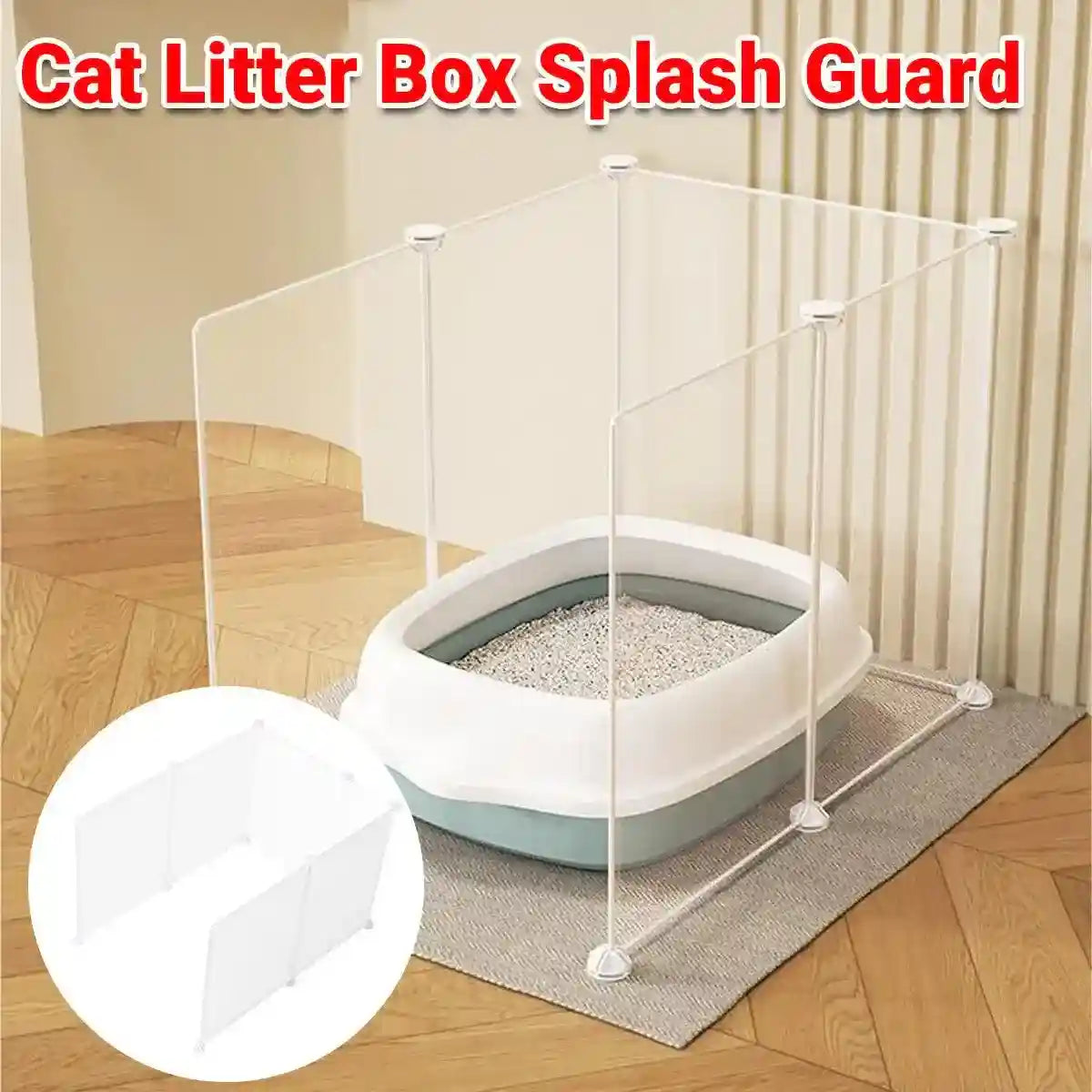 Splash Proof Cat Litter Box Enclosure Transparent & Easy-to-Clean Panels