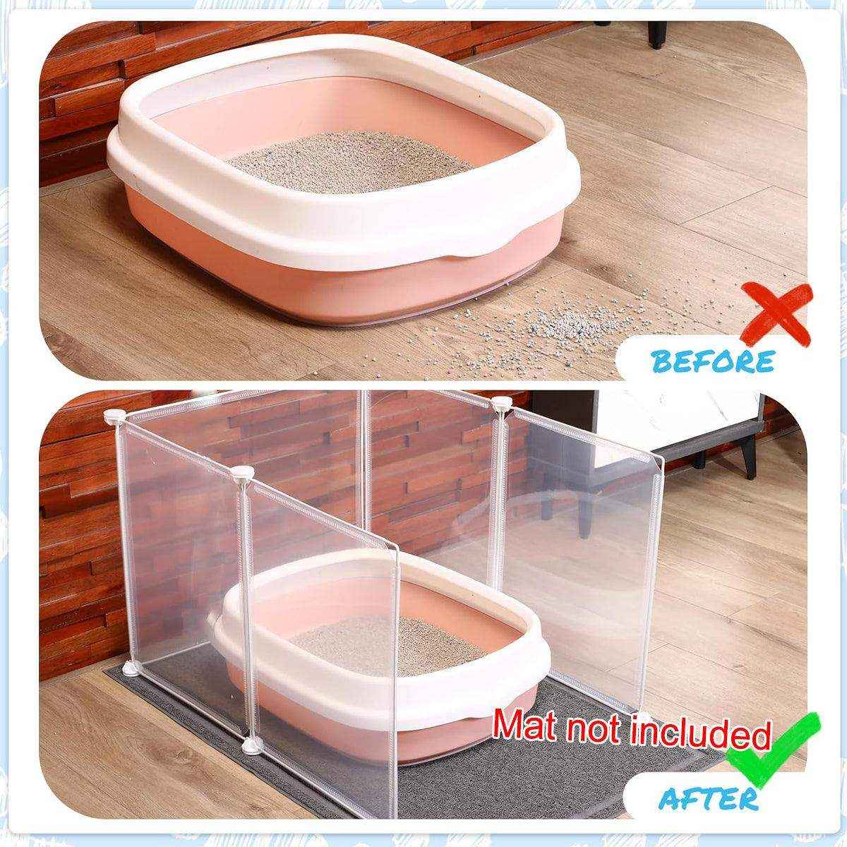 Splash Proof Cat Litter Box Enclosure Transparent & Easy-to-Clean Panels