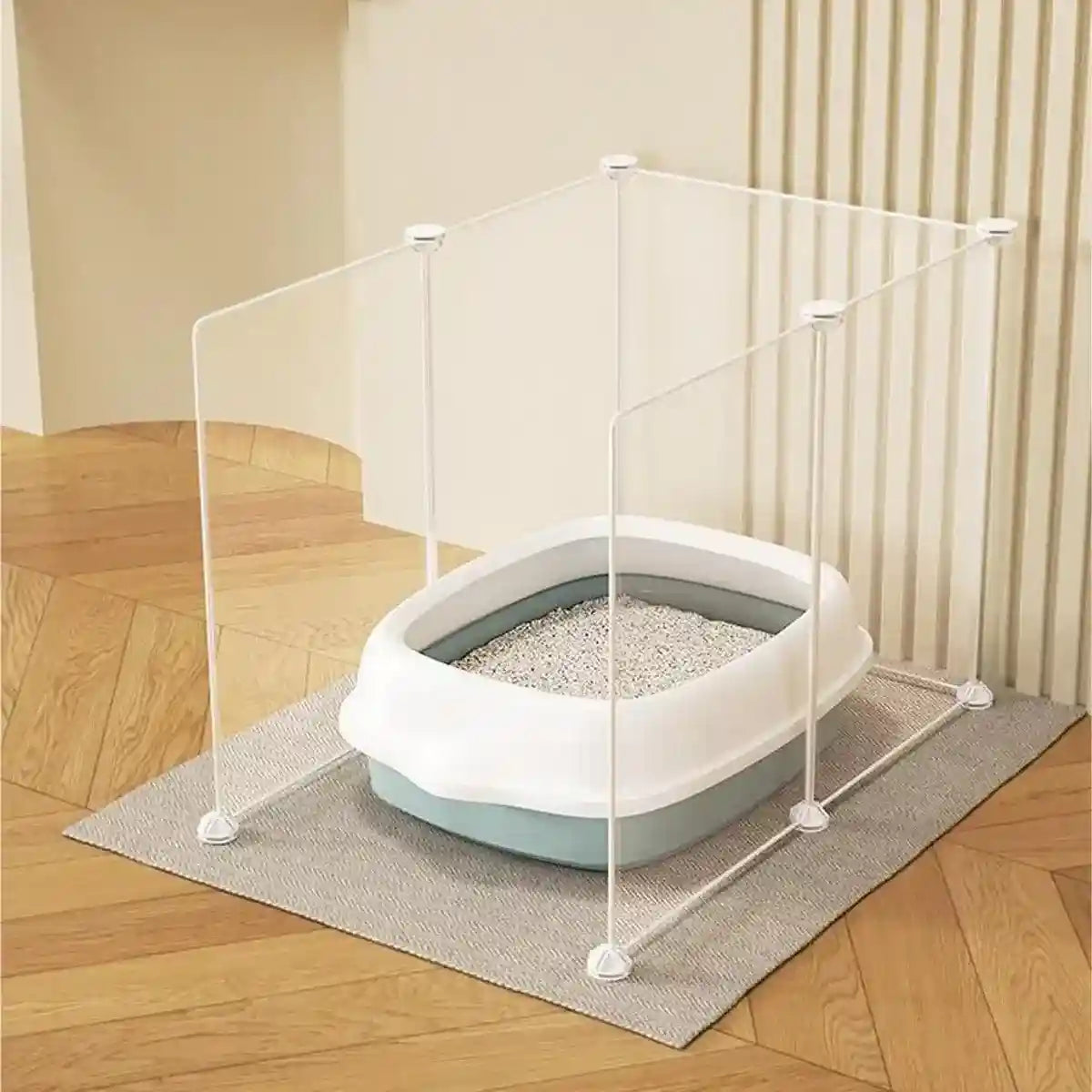 Splash Proof Cat Litter Box Enclosure Transparent & Easy-to-Clean Panels