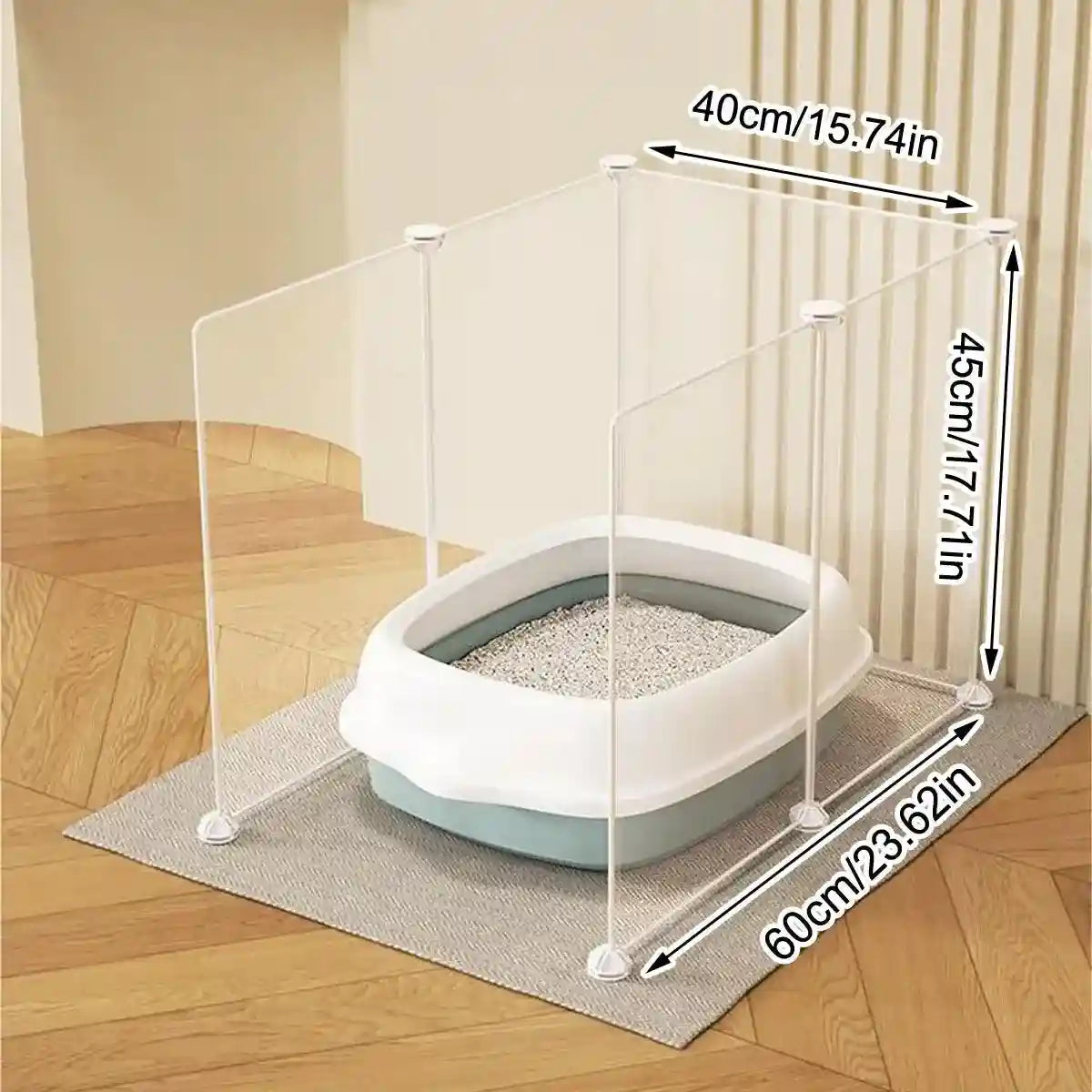Splash Proof Cat Litter Box Enclosure Transparent & Easy-to-Clean Panels