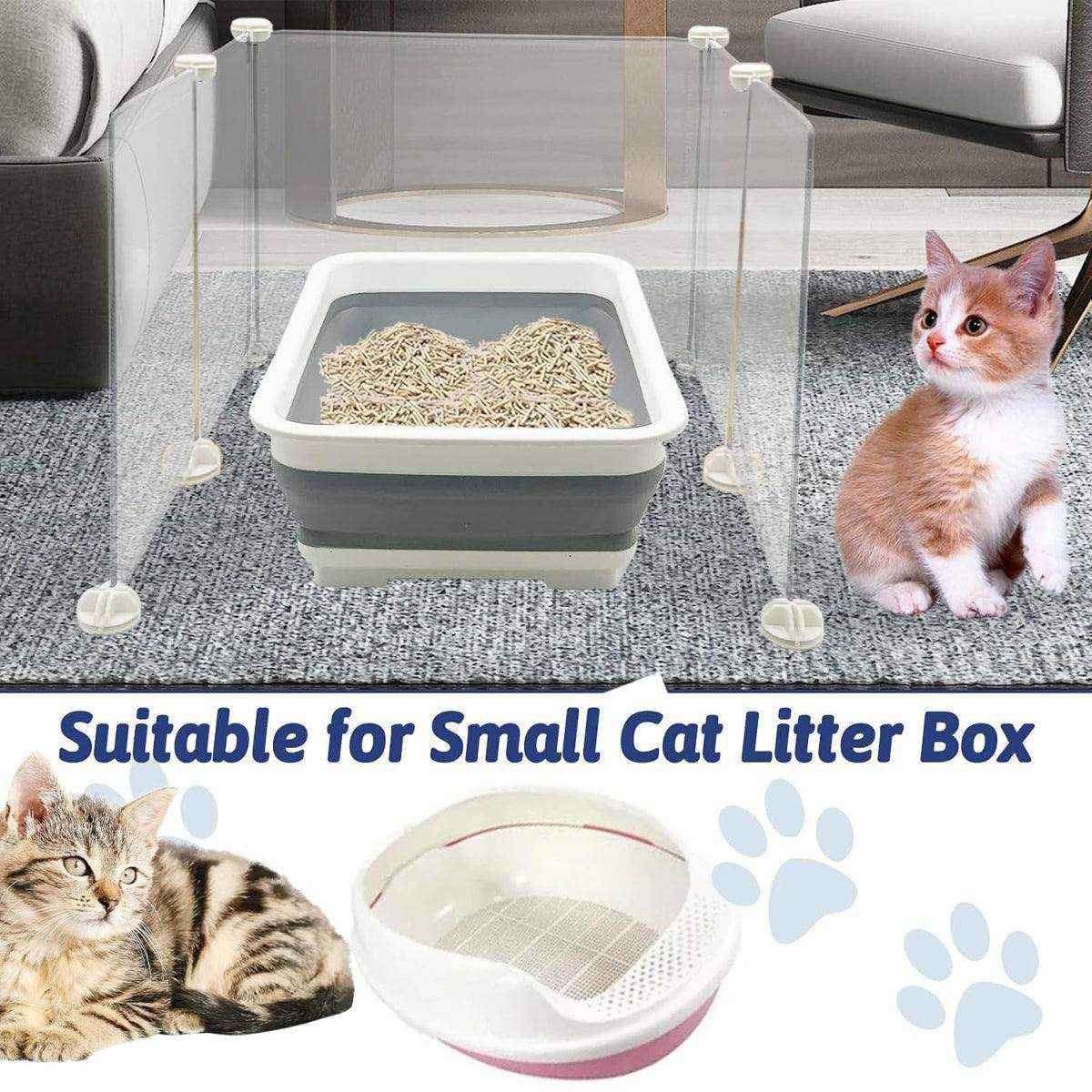 Splash Proof Cat Litter Box Enclosure Transparent & Easy-to-Clean Panels