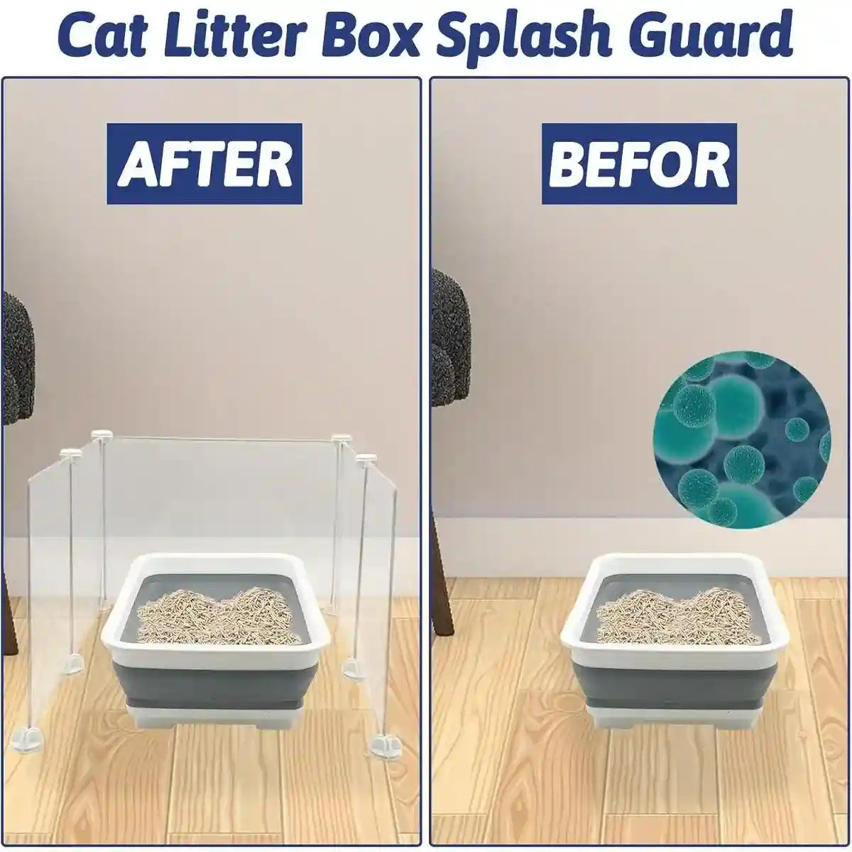 Splash Proof Cat Litter Box Enclosure Transparent & Easy-to-Clean Panels