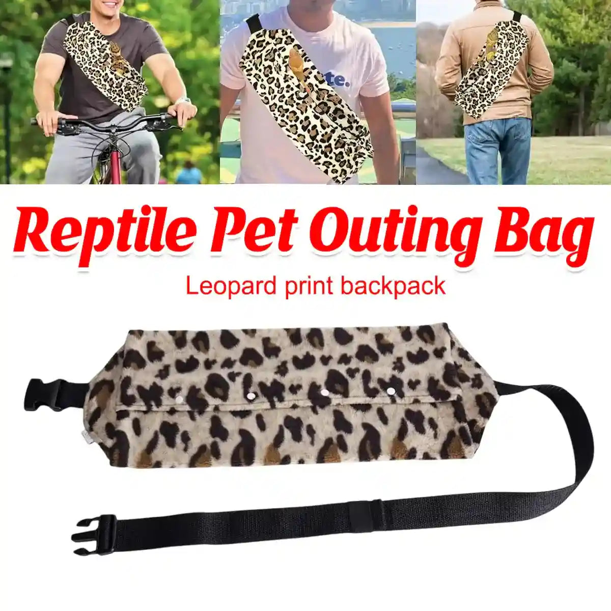 Leopard print reptile carrier bag for lizards and small pets