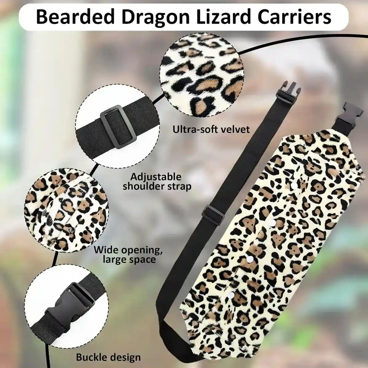 Stylish Reptile Carrier Bag with Leopard Print Travel Sling for Lizards