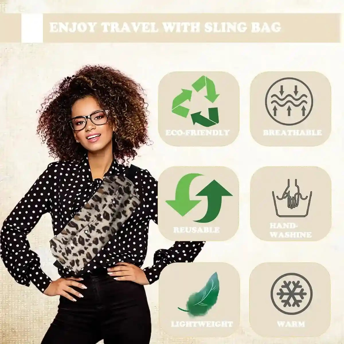 Stylish Reptile Carrier Bag with Leopard Print Travel Sling for Lizards