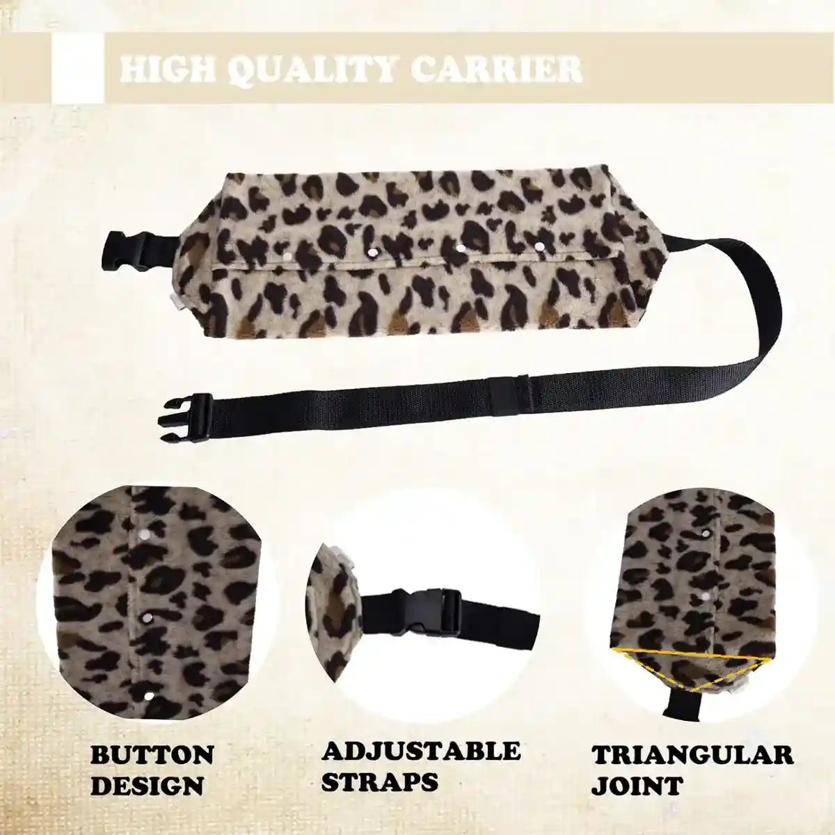 Stylish Reptile Carrier Bag with Leopard Print Travel Sling for Lizards