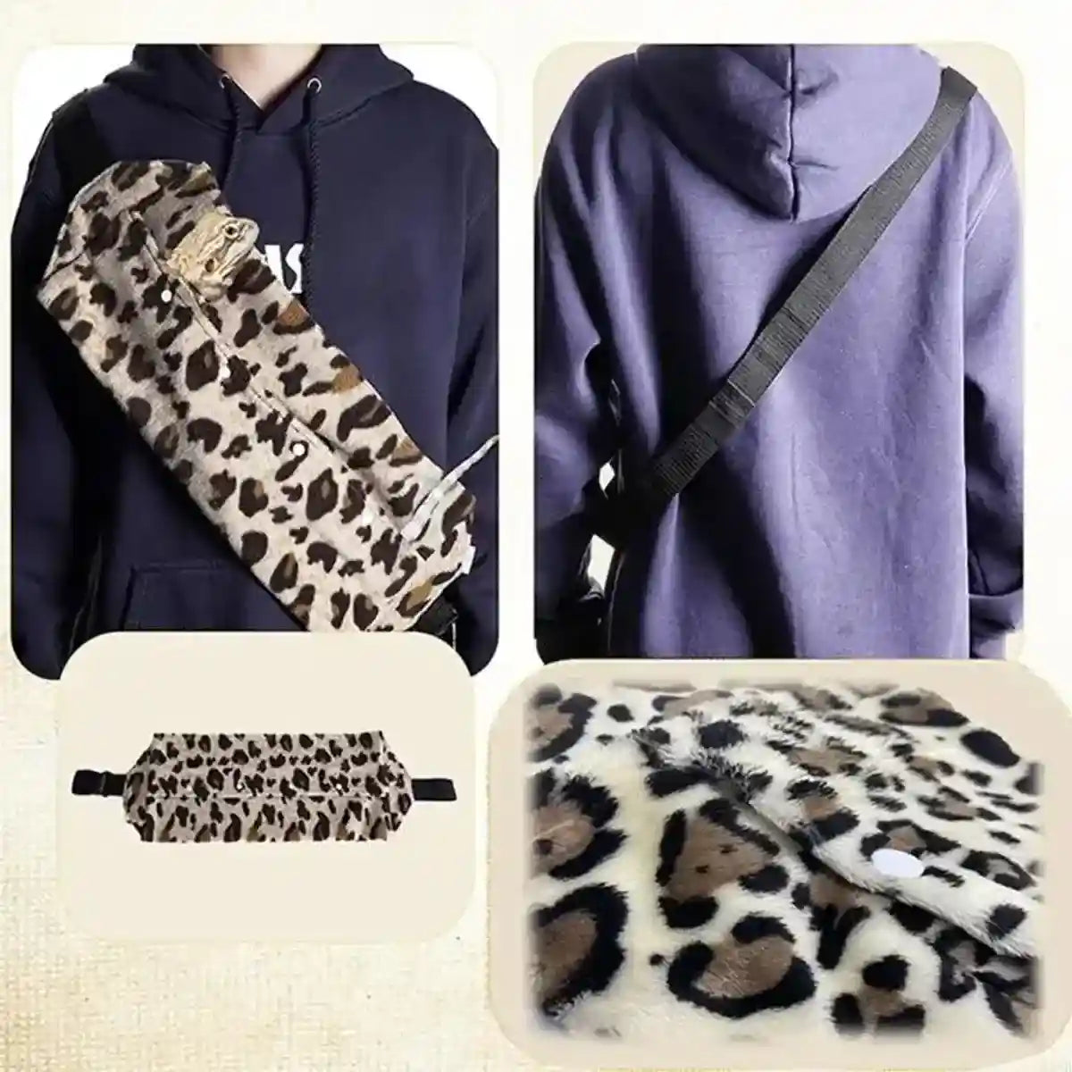 Stylish Reptile Carrier Bag with Leopard Print Travel Sling for Lizards
