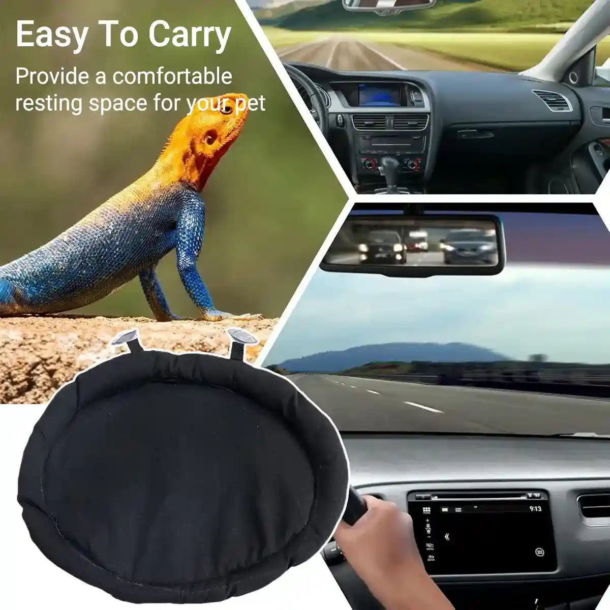 Comfortable Travel Reptile Mat for Car Windows Secure & Soft Design