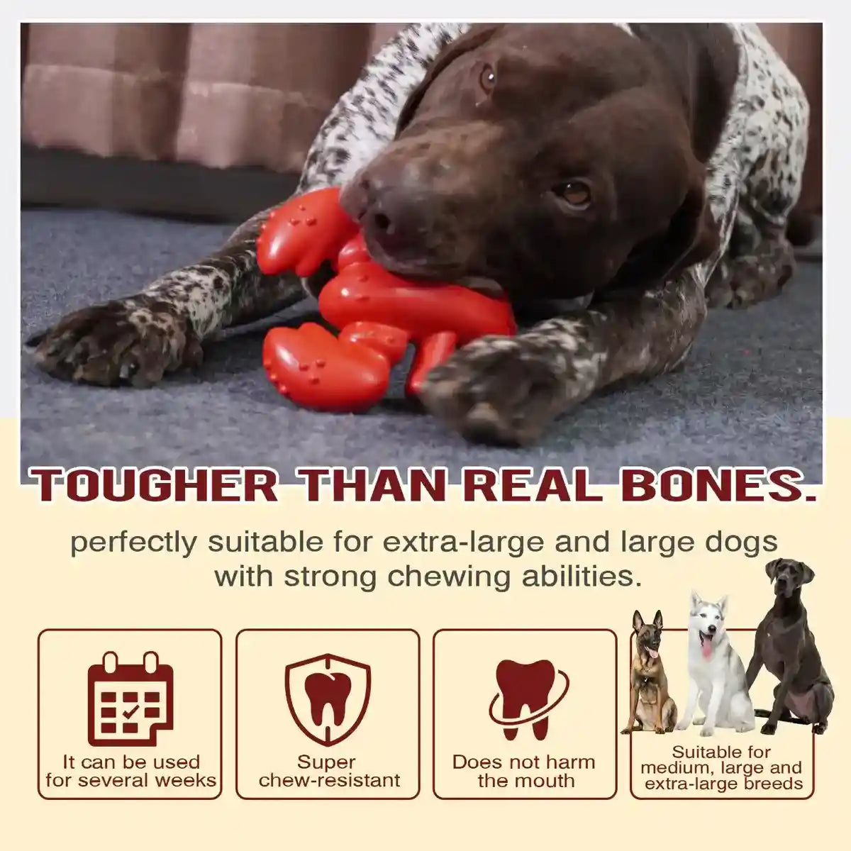 Tough Lobster Dog Chew Toy Durable Dental Toy for Large Breeds