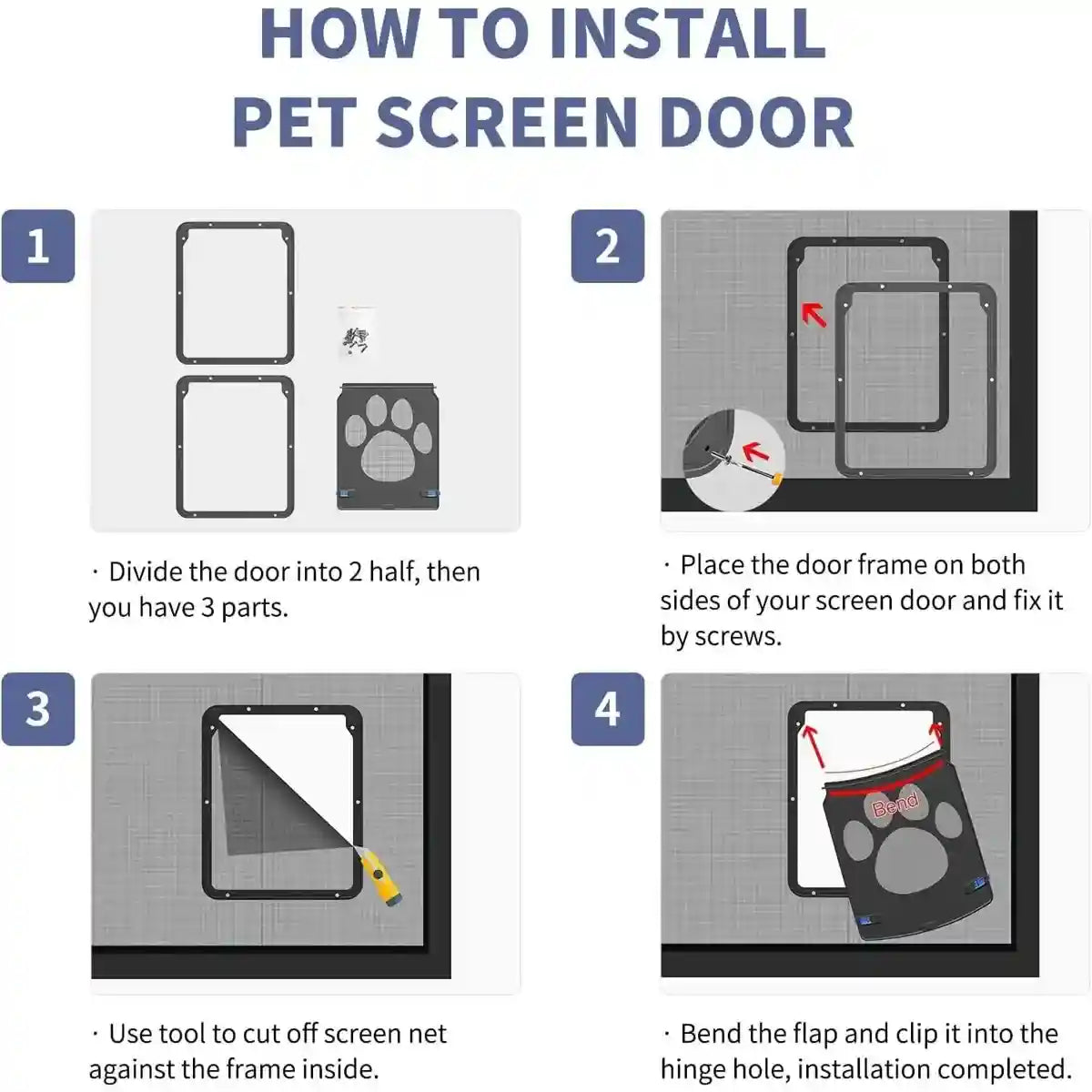 Magnetic Lock Pet Screen Door for Cats and Dogs