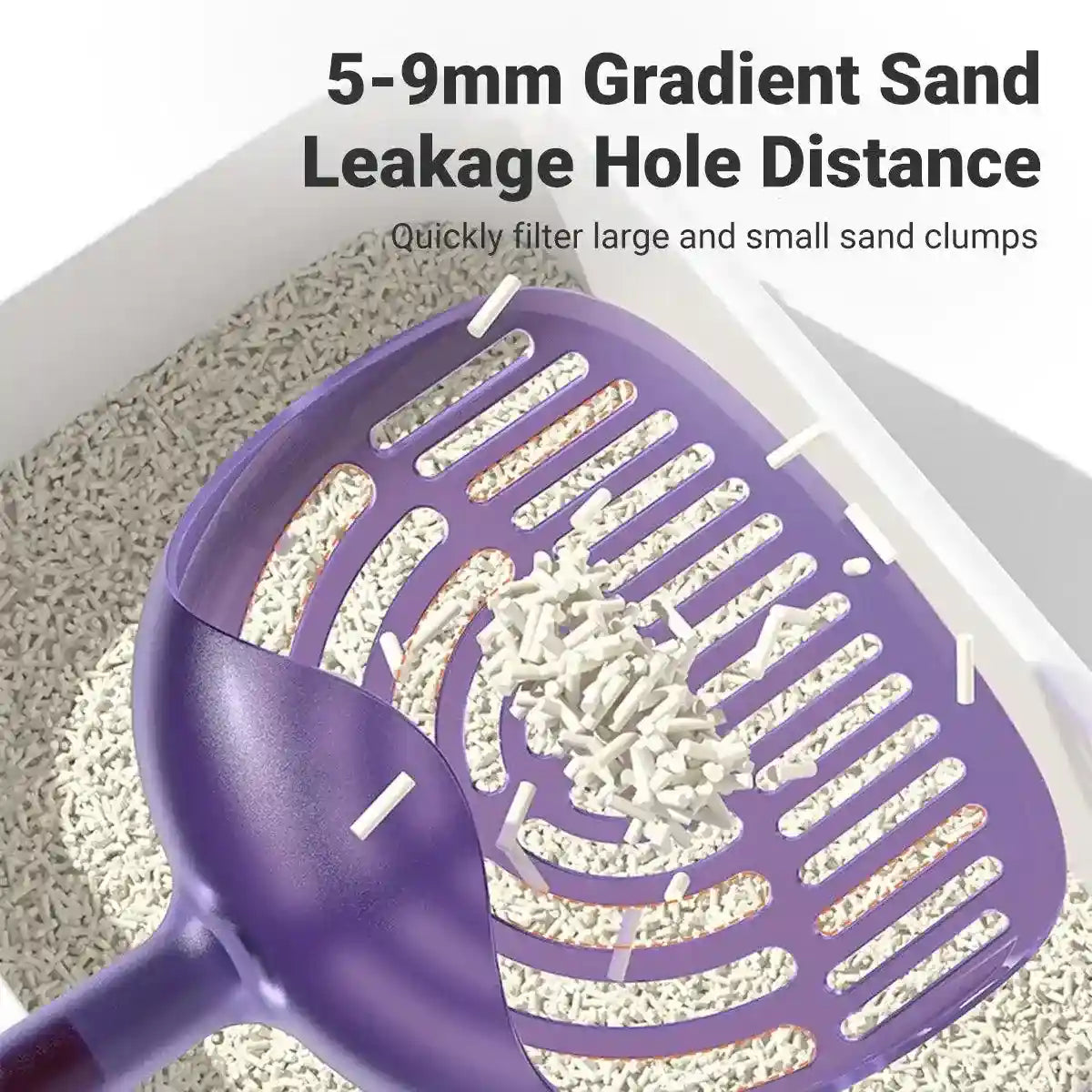 Long Handle Cat Litter Scoop with Angled Head & Filter Holes