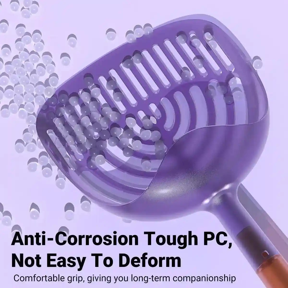 Long Handle Cat Litter Scoop with Angled Head & Filter Holes