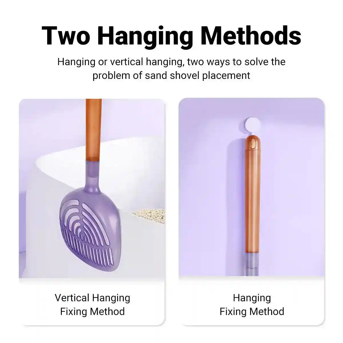 Long Handle Cat Litter Scoop with Angled Head & Filter Holes