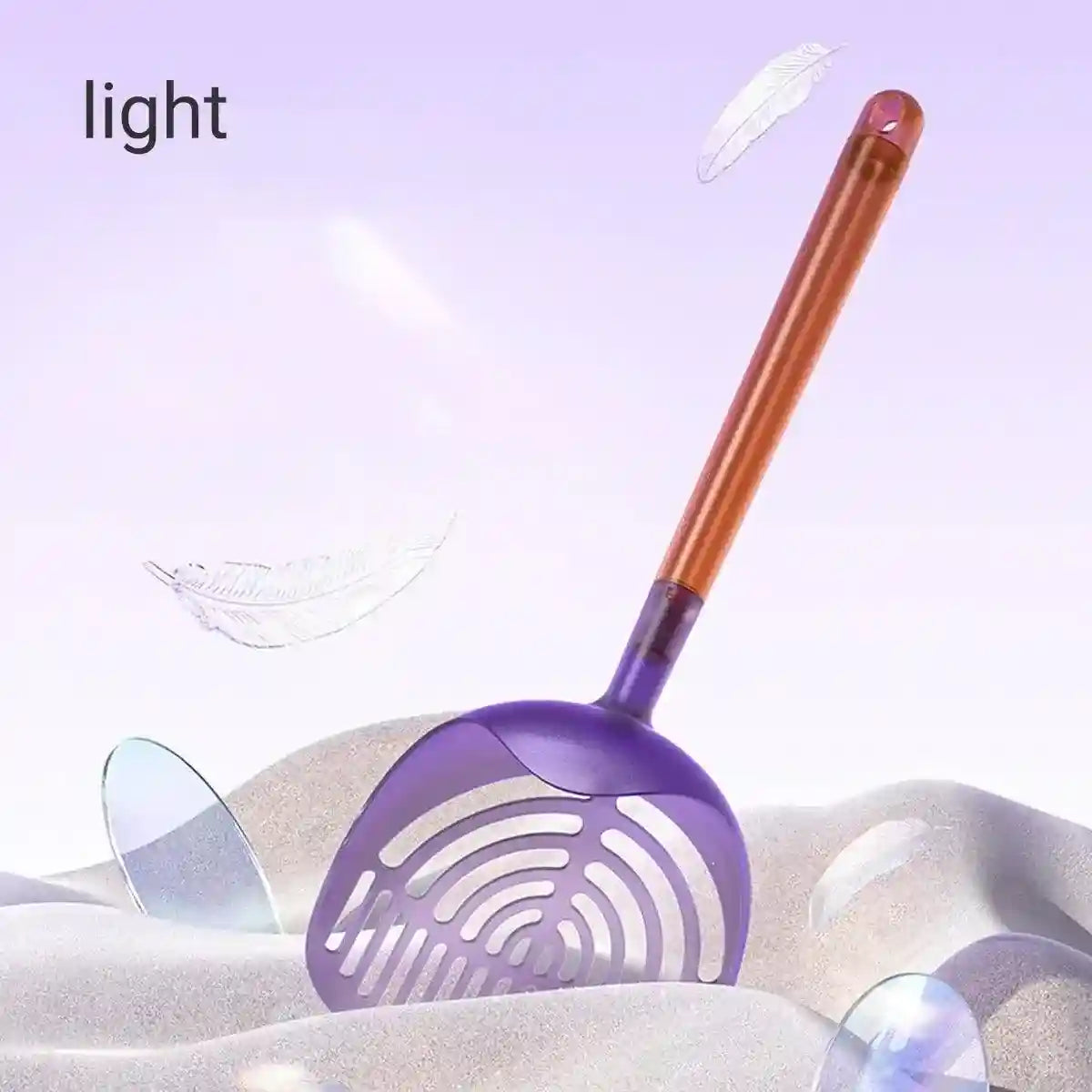 Long Handle Cat Litter Scoop with Angled Head & Filter Holes