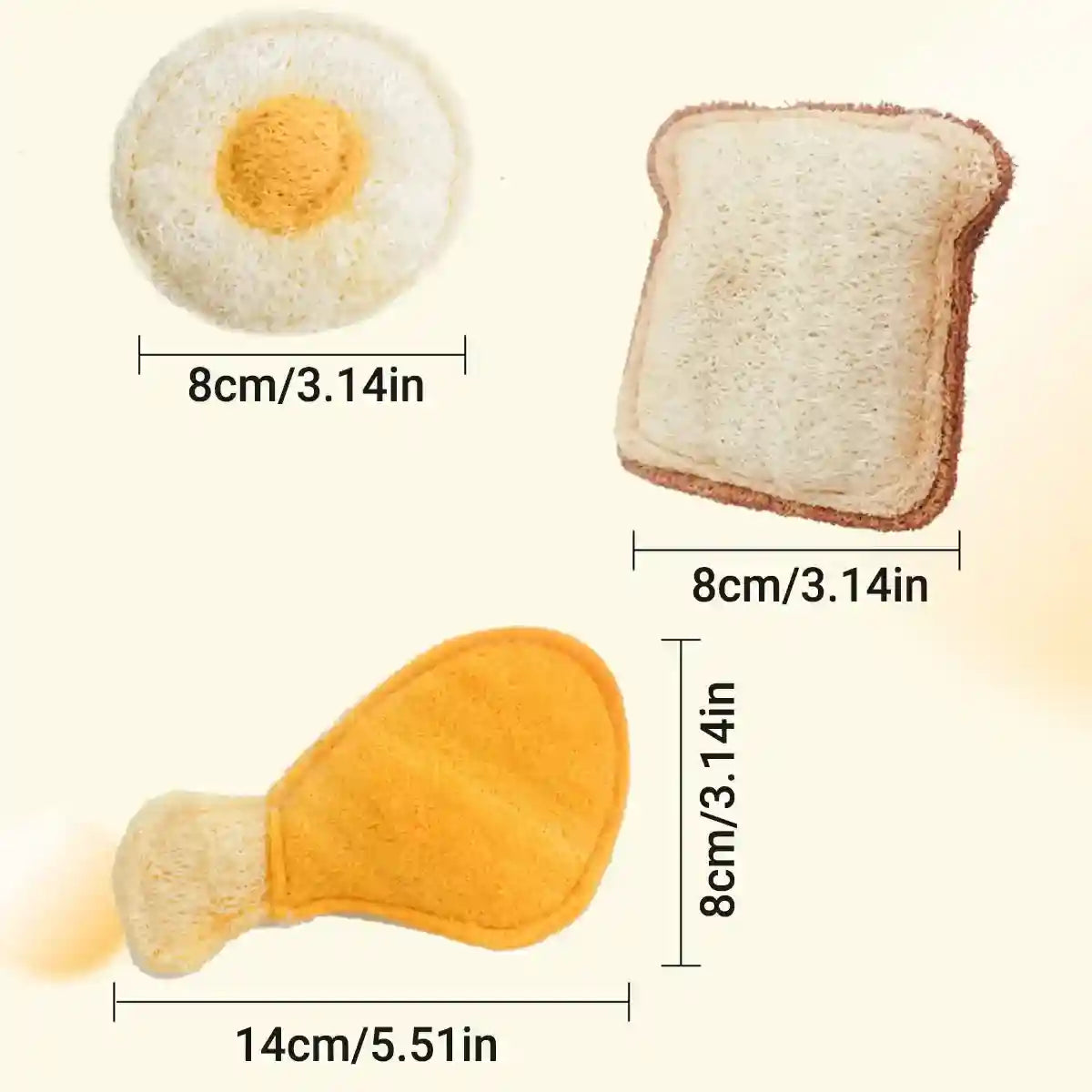 Natural Loofah Cat Toy Set with Catnip 3PCS Bite-Safe Chew Toys