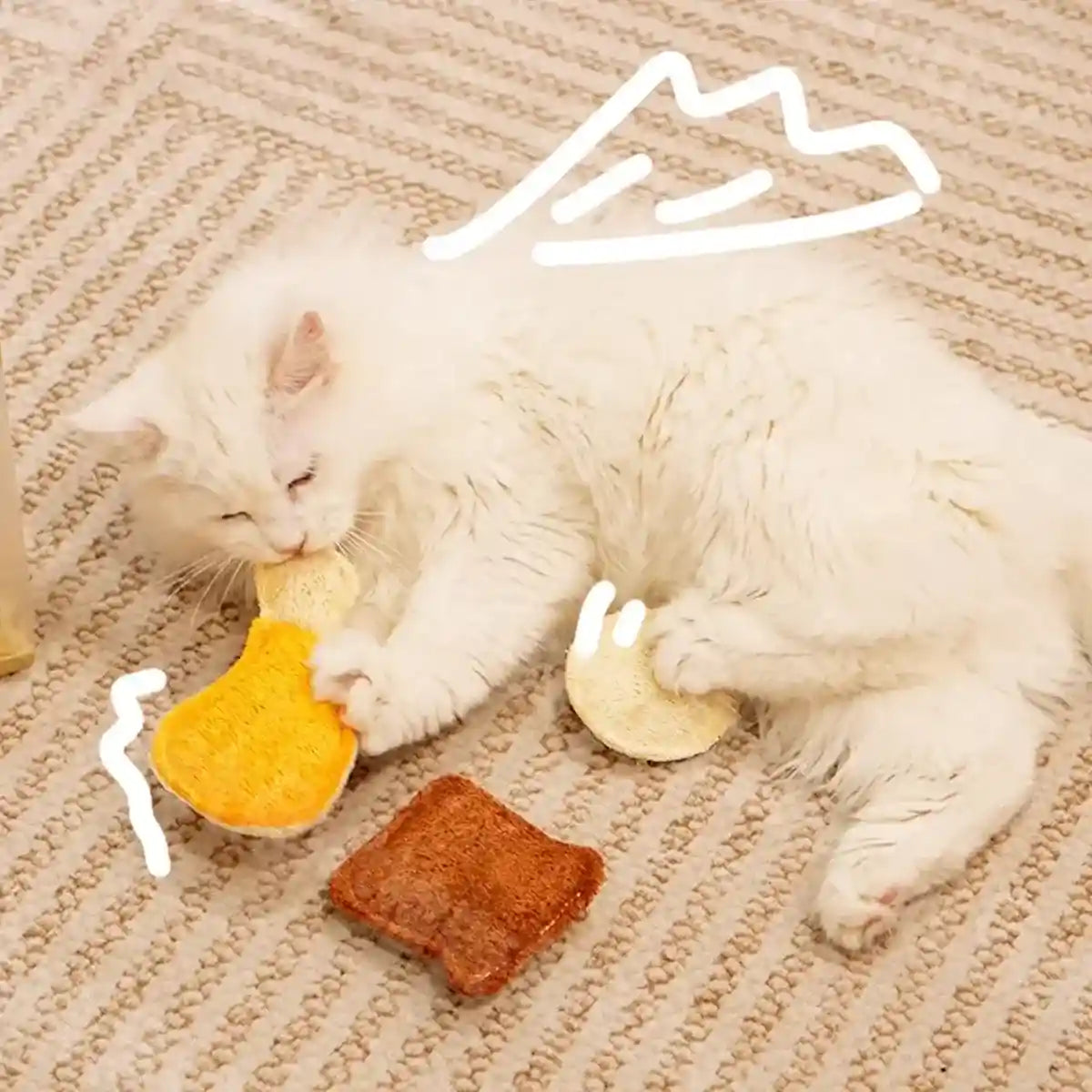 Natural Loofah Cat Toy Set with Catnip 3PCS Bite-Safe Chew Toys