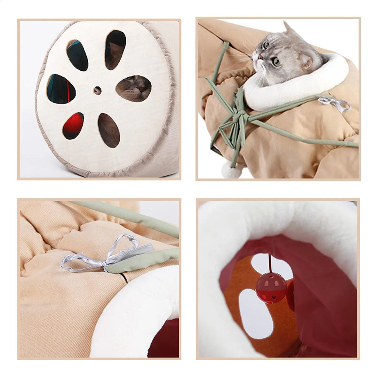 Lotus Root Shape Cat Tunnel Toy Durable Warm for Pet Indoor Play Hide Seek Use