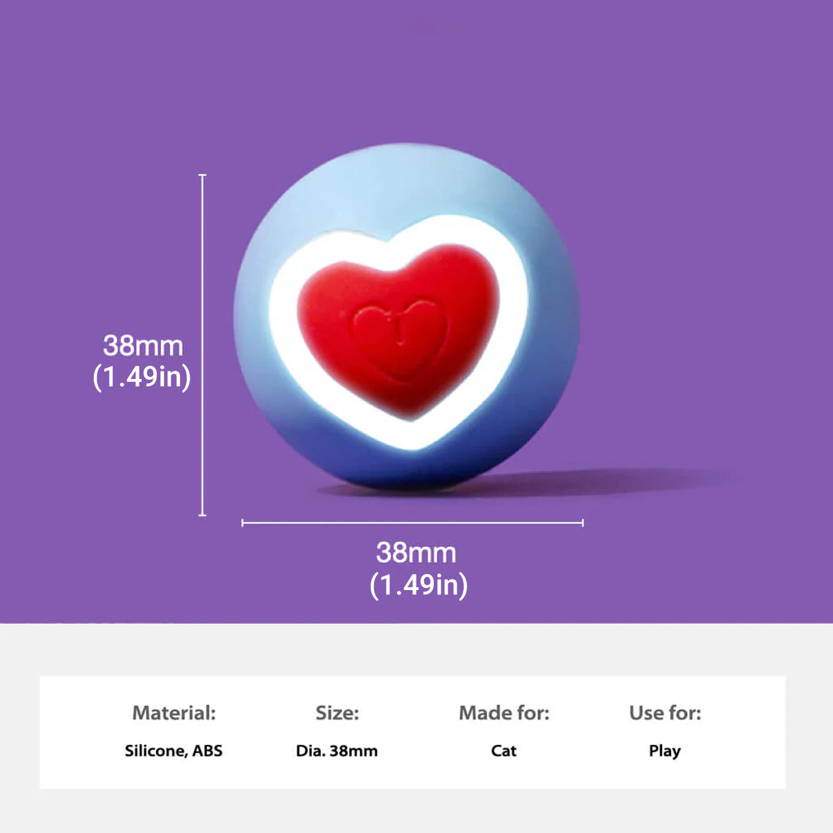 Zeze Interactive Cat Toy Ball With LED Heart Light