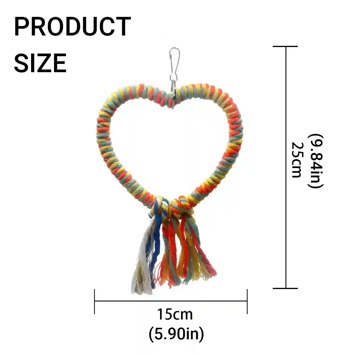 Heart-Shaped Cotton Rope Bird Swing Parrot Cage Toy