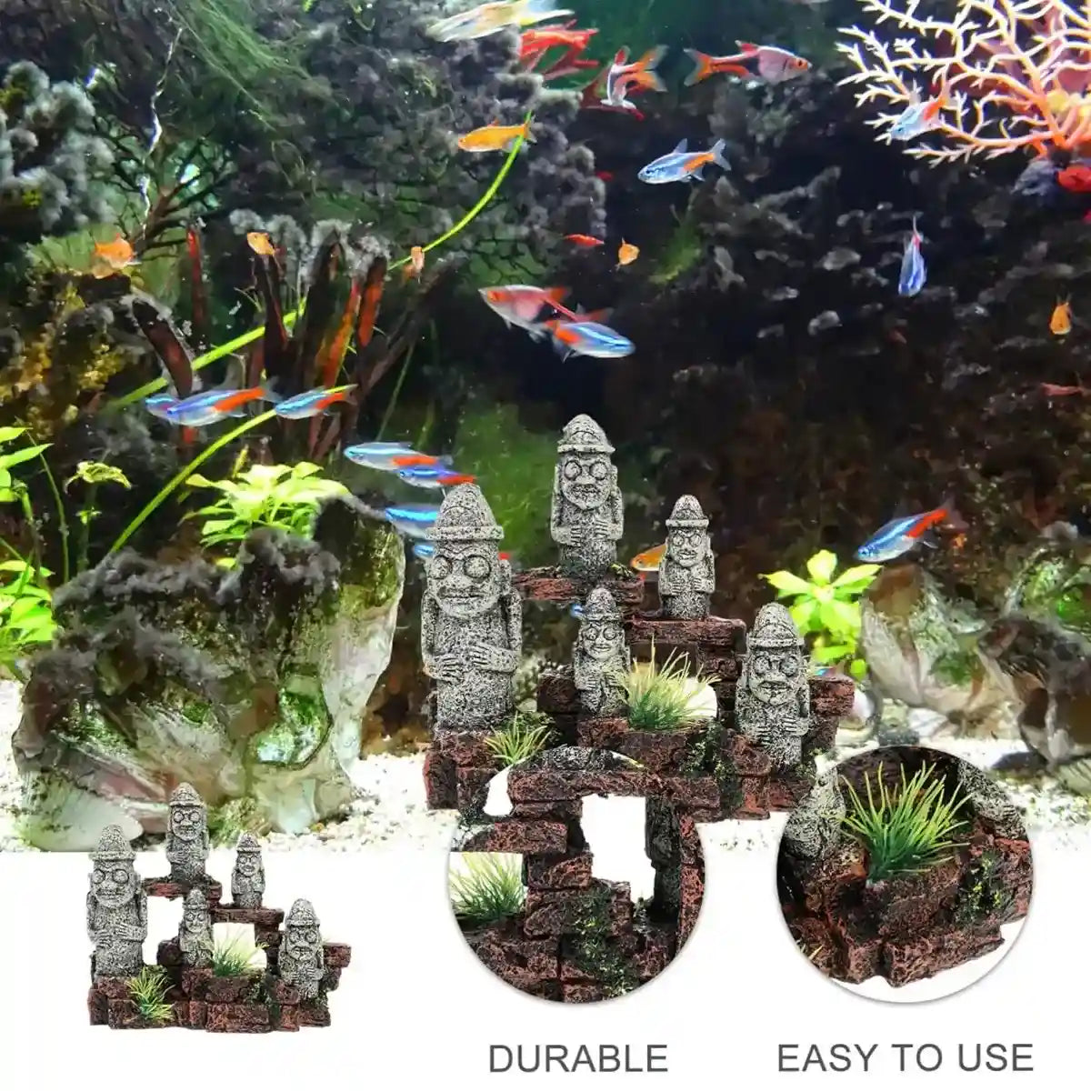 Easter Island Ornament Moai Statues Fish Tank Decoration Resin Model