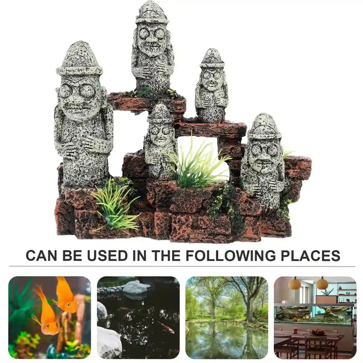 Easter Island Ornament Moai Statues Fish Tank Decoration Resin Model